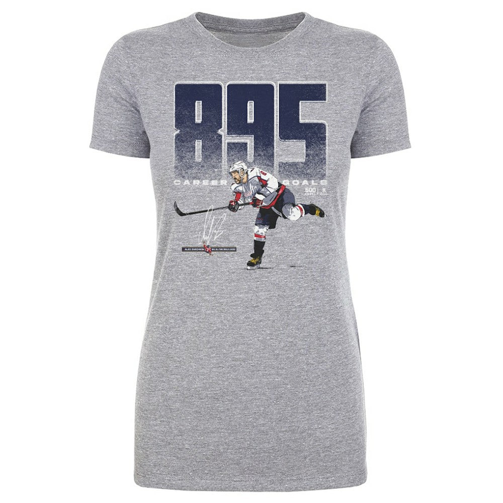 Alexander Ovechkin Washington Capitals 500 Level Women's NHL All-Time Leading Goal Scorer Bold T-Shirt - Heather Gray - NHL