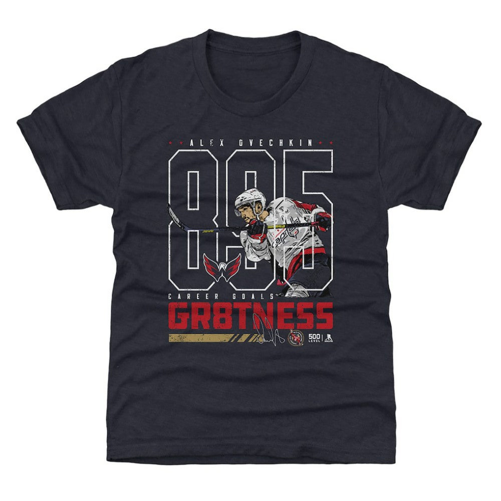 Alexander Ovechkin Washington Capitals 500 Level Youth NHL All-Time Leading Goal Scorer Outline T-Shirt - Navy - NHL