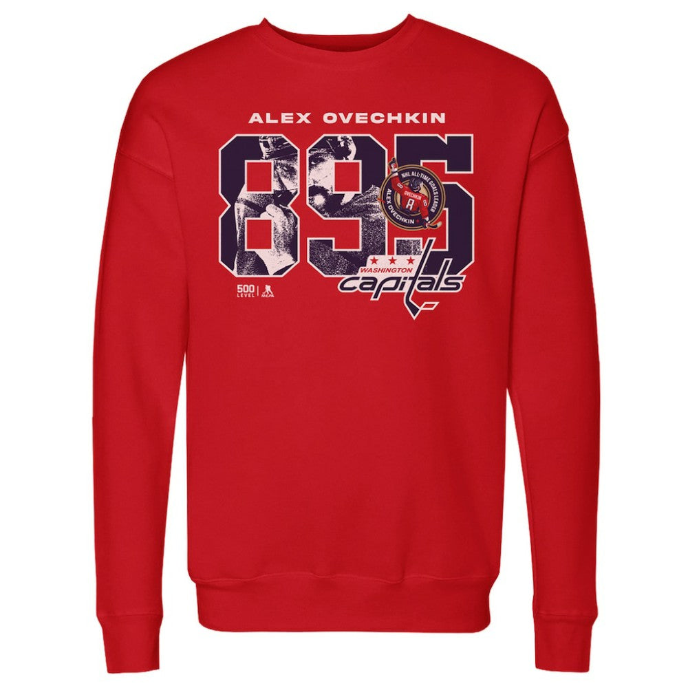 Alexander Ovechkin Washington Capitals 500 Level NHL All-Time Leading Goal Scorer Overlay Pullover Sweatshirt - Red - NHL