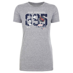 Alexander Ovechkin Washington Capitals 500 Level Women's NHL All-Time Leading Goal Scorer Overlay T-Shirt - Heather Gray - NHL