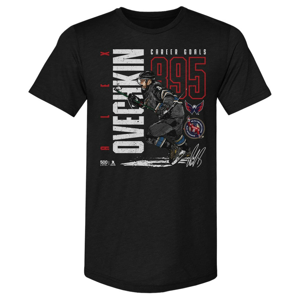 Alexander Ovechkin Washington Capitals 500 Level NHL All-Time Leading Goal Scorer Tri-Blend Throwback T-Shirt - Black - NHL