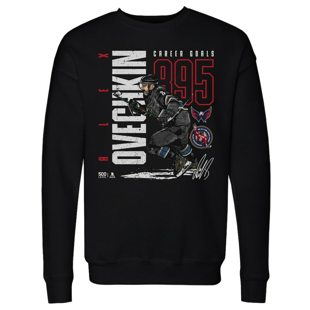 Alexander Ovechkin Washington Capitals 500 Level NHL All-Time Leading Goal Scorer Throwback Pullover Sweatshirt - Black - NHL