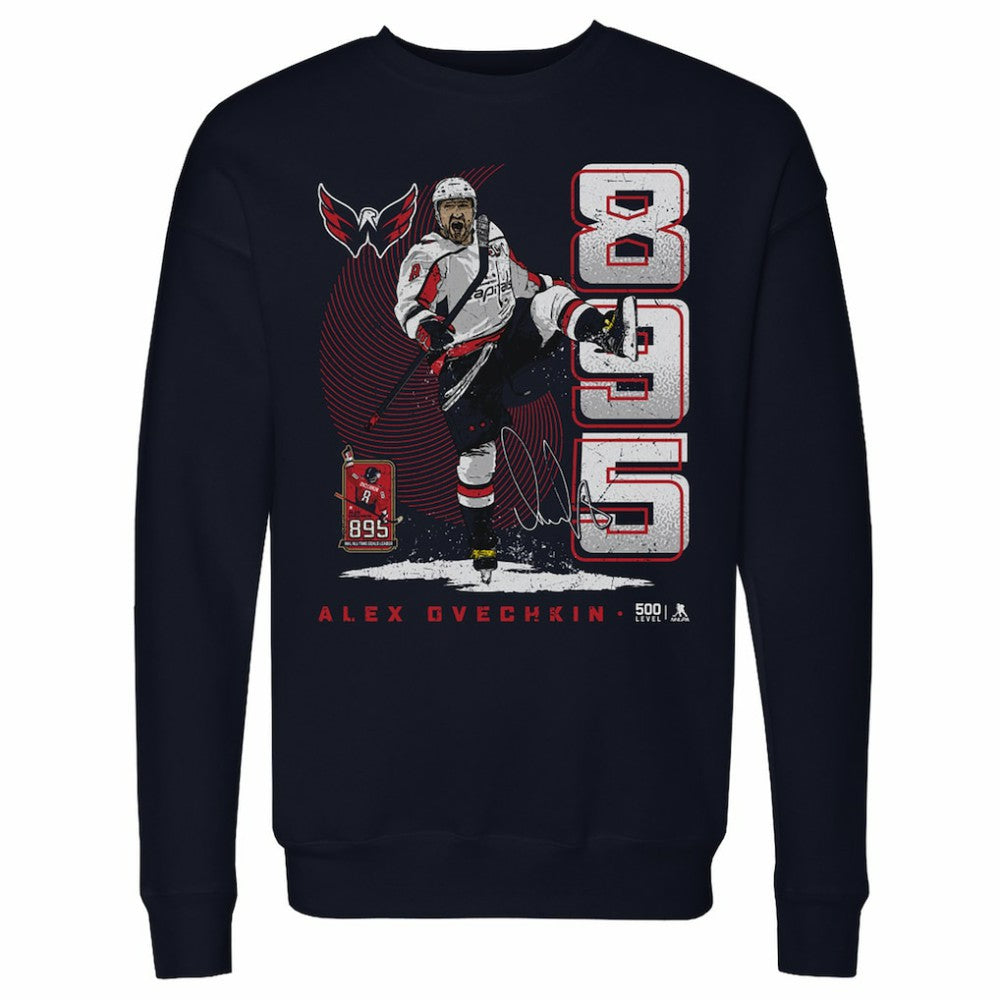 Alexander Ovechkin Washington Capitals 500 Level NHL All-Time Leading Goal Scorer Vertical Pullover Sweatshirt - Navy - NHL
