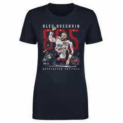 Alexander Ovechkin Washington Capitals 500 Level Women's NHL All-Time Leading Goal Scorer The Shot T-Shirt - Navy - NHL