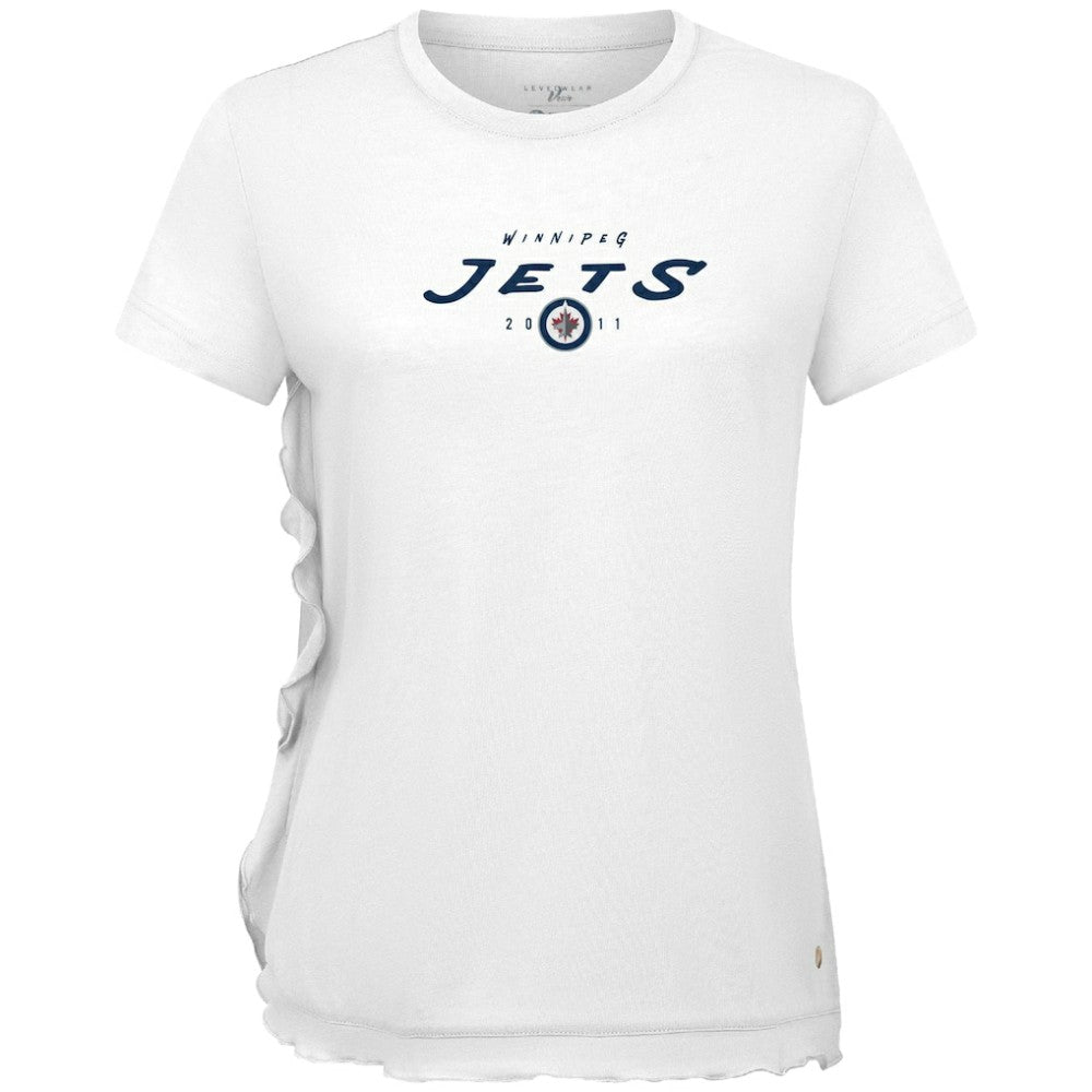 Winnipeg Jets Levelwear Women's Airflow Scratched T-Shirt - White - NHL