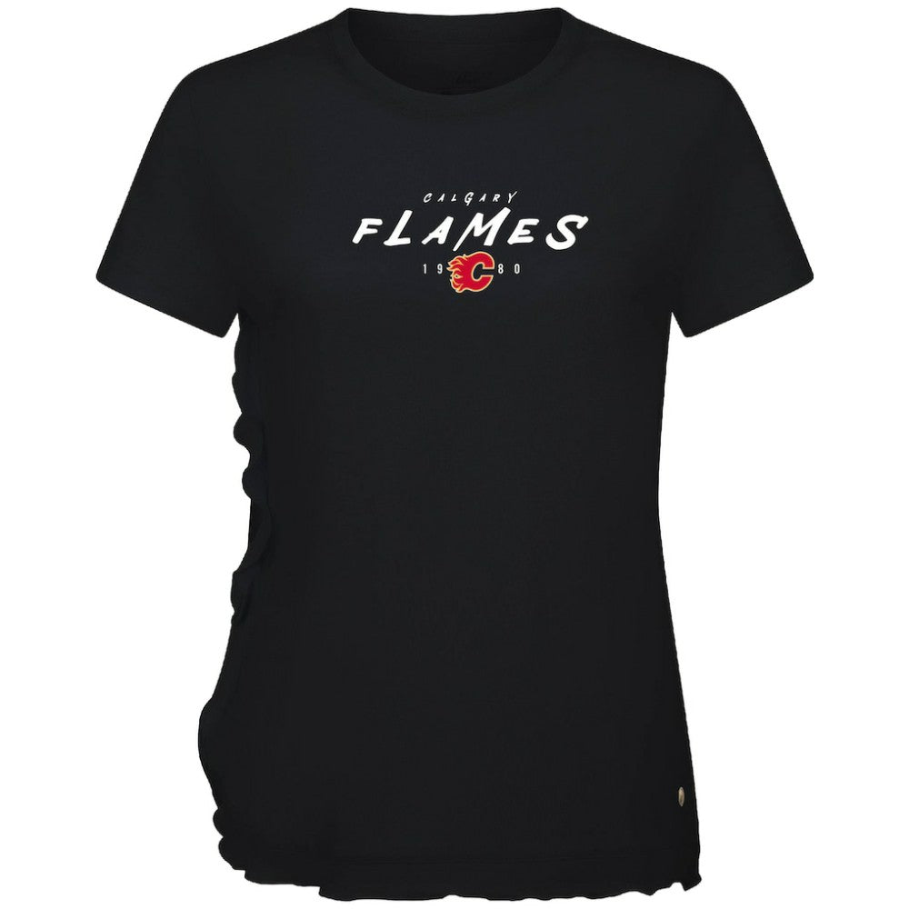 Calgary Flames Levelwear Women's Airflow Scratched T-Shirt - Black - NHL
