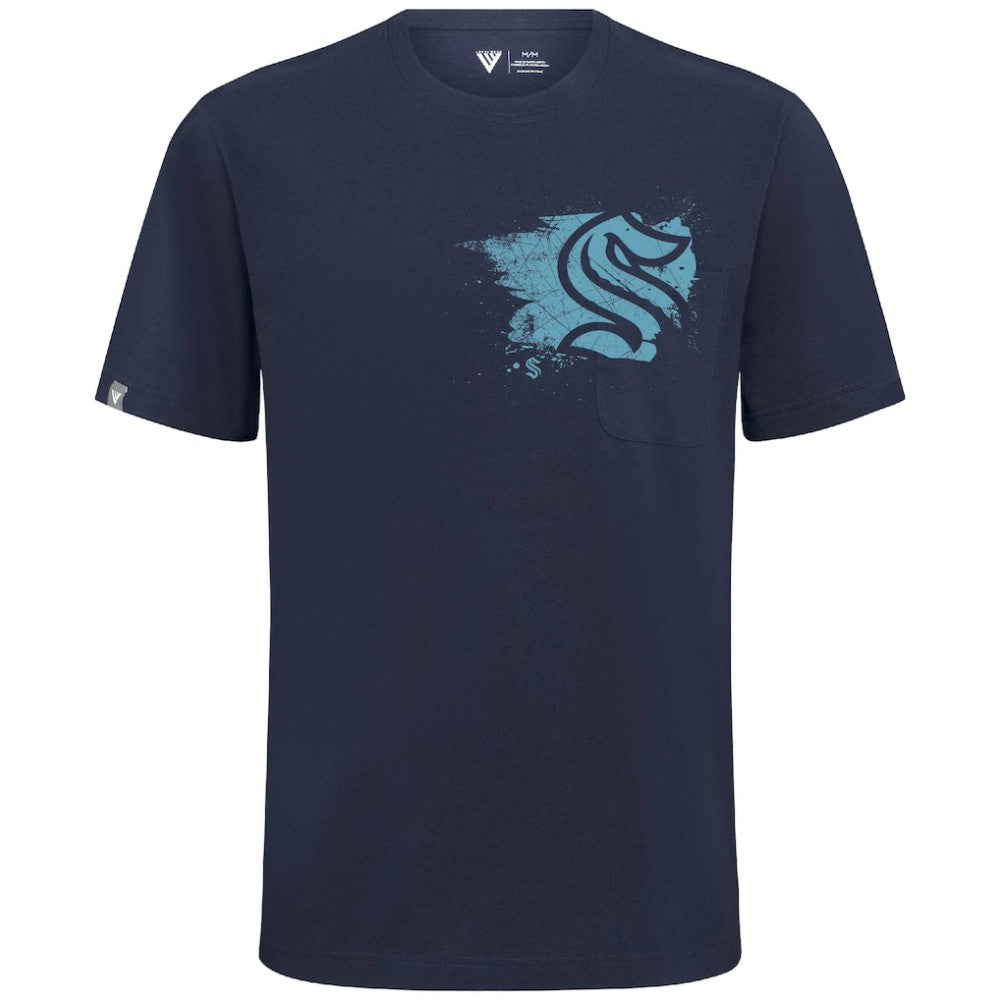 Seattle Kraken Levelwear Focal Blasted T-Shirt - Deep Sea Blue - NHL