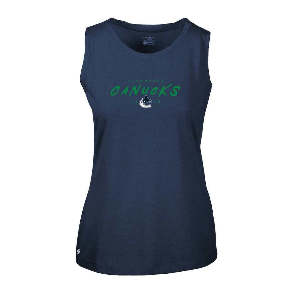 Vancouver Canucks Levelwear Women's Macy Scratched Tank Top - Navy - NHL