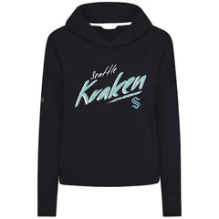 Seattle Kraken Levelwear Women's Sweet Sizzle Tri-Blend Cropped Pullover Hoodie - Black - NHL