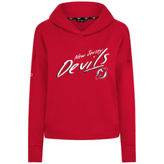 New Jersey Devils Levelwear Women's Sweet Sizzle Tri-Blend Cropped Pullover Hoodie - Red - NHL