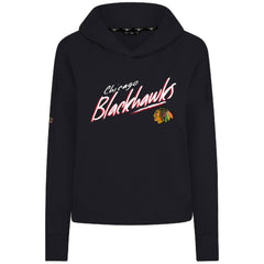 Chicago Blackhawks Levelwear Women's Sweet Sizzle Tri-Blend Cropped Pullover Hoodie - Black - NHL