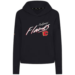 Calgary Flames Levelwear Women's Sweet Sizzle Tri-Blend Cropped Pullover Hoodie - Black - NHL