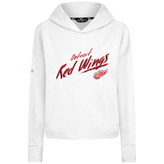 Detroit Red Wings Levelwear Women's Sweet Sizzle Tri-Blend Cropped Pullover Hoodie - White - NHL