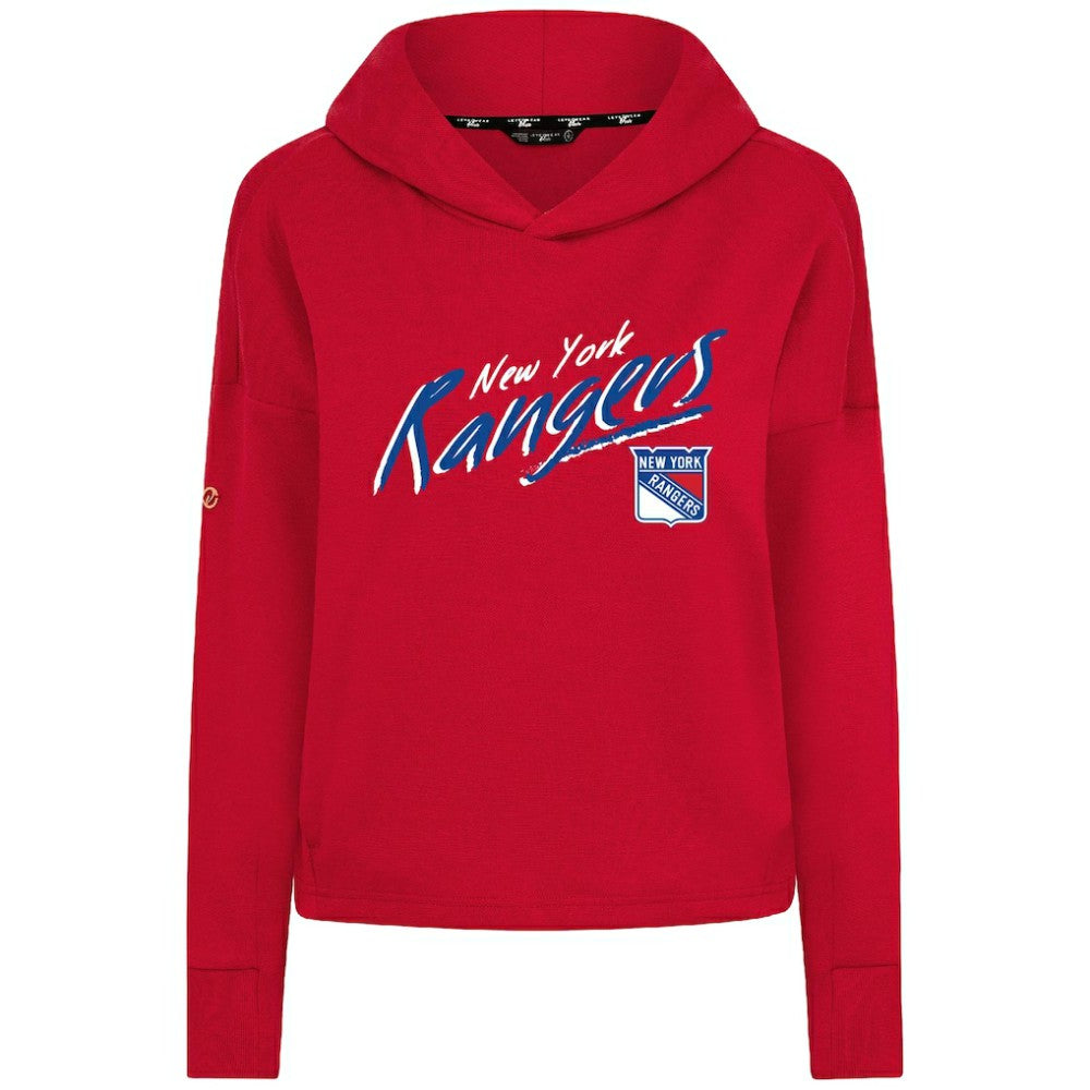 New York Rangers Levelwear Women's Sweet Sizzle Tri-Blend Cropped Pullover Hoodie - Red - NHL