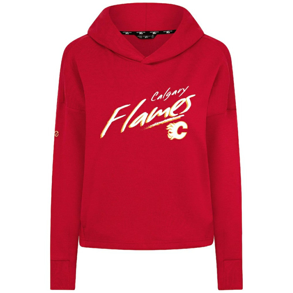 Calgary Flames Levelwear Women's Sweet Sizzle Tri-Blend Cropped Pullover Hoodie - Red - NHL