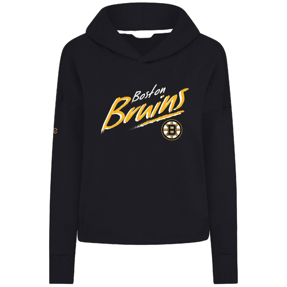 Boston Bruins Levelwear Women's Sweet Sizzle Tri-Blend Cropped Pullover Hoodie - Black - NHL