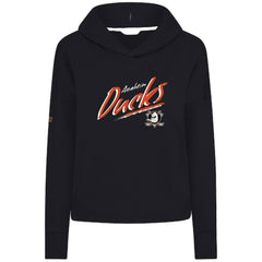 Anaheim Ducks Levelwear Women's Sweet Sizzle Tri-Blend Cropped Pullover Hoodie - Black - NHL