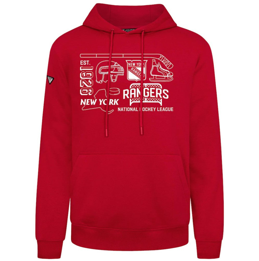 New York Rangers Levelwear Podium Campaign Pullover Hoodie - Red - NHL