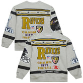 Baltimore Ravens All Over Print Vintage Fleece Crewneck Sweatshirt Heather Gray | Mitchell & Ness