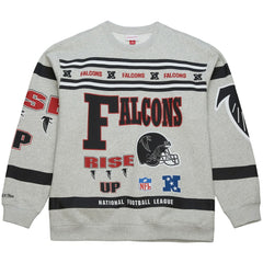 Atlanta Falcons All Over Print Vintage Fleece Crewneck Sweatshirt Heather Gray | Mitchell & Ness