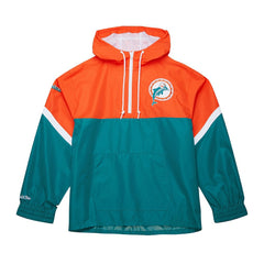 Miami Dolphins Tie Breaker Vintage Logo Lightweight Anorak Half-Zip Windbreaker Orange/Aqua | Mitchell & Ness
