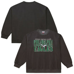 Philadelphia Eagles Downtown Crew Vintage Logo Sweatshirt Black | Mitchell & Ness