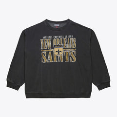 New Orleans Saints Downtown Crew Vintage Logo Sweatshirt Black | Mitchell & Ness