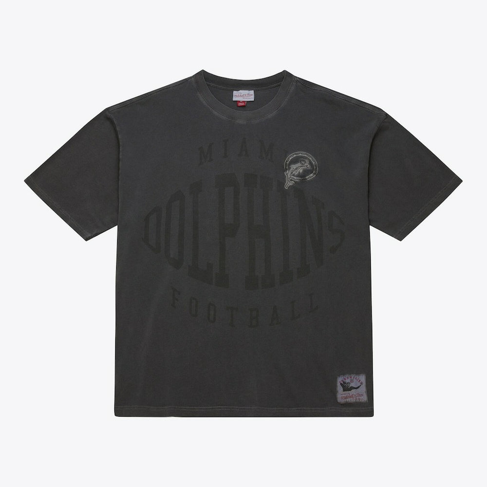 Miami Dolphins Downtown Collection Premium Vintage Logo T-Shirt Black | Mitchell & Ness
