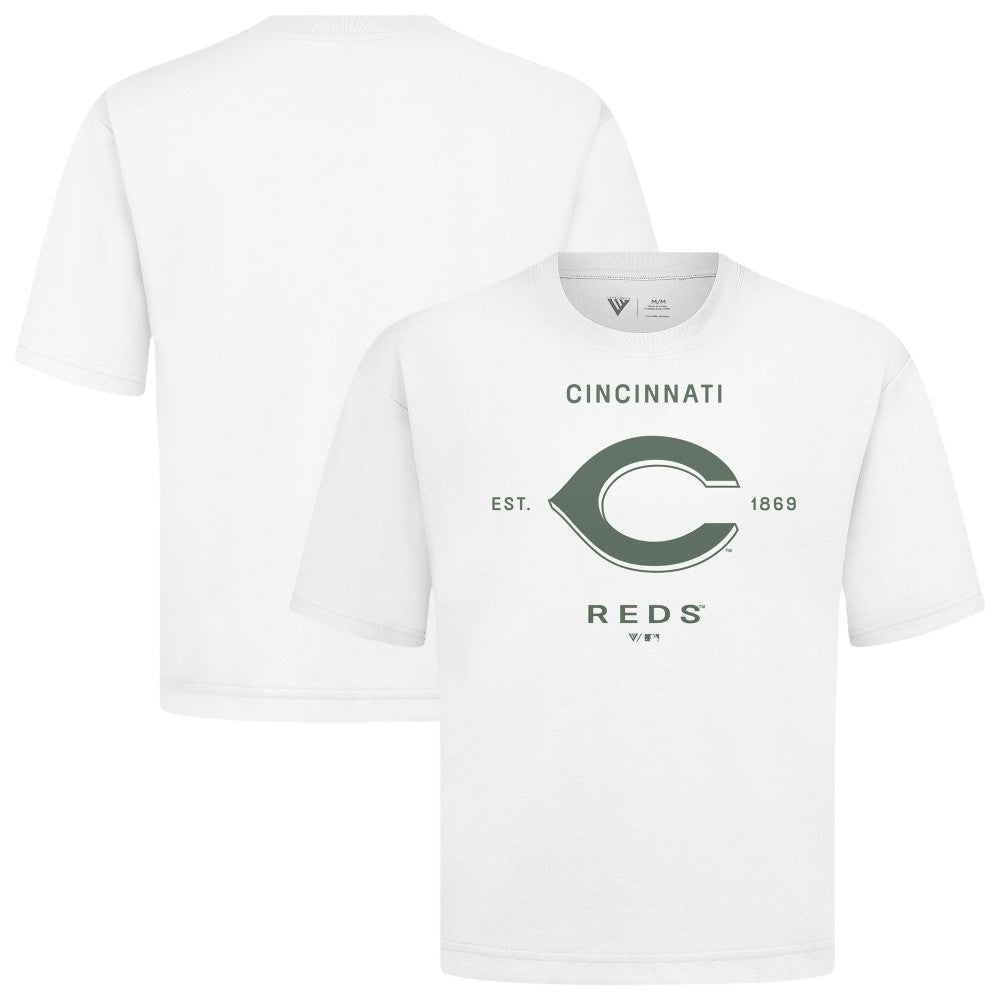 Cincinnati Reds Levelwear Crossway Oversized Luxe Signature Knit T-Shirt - MLB