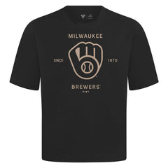 Milwaukee Brewers Levelwear Crossway Oversized Luxe Signature Knit T-Shirt - MLB