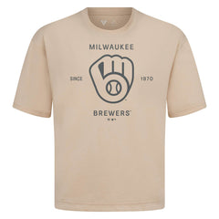 Milwaukee Brewers Levelwear Crossway Oversized Luxe Signature Knit T-Shirt - MLB
