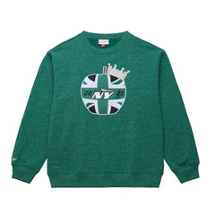 New York Jets Jets In London Throw It Back Fleece Sweatshirt Green | Mitchell & Ness
