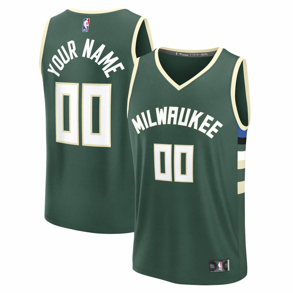 Milwaukee Bucks Fast Break Custom Jersey Icon Edition Green - NBA