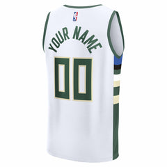 Milwaukee Bucks Fast Break Custom Jersey Association Edition White - NBA