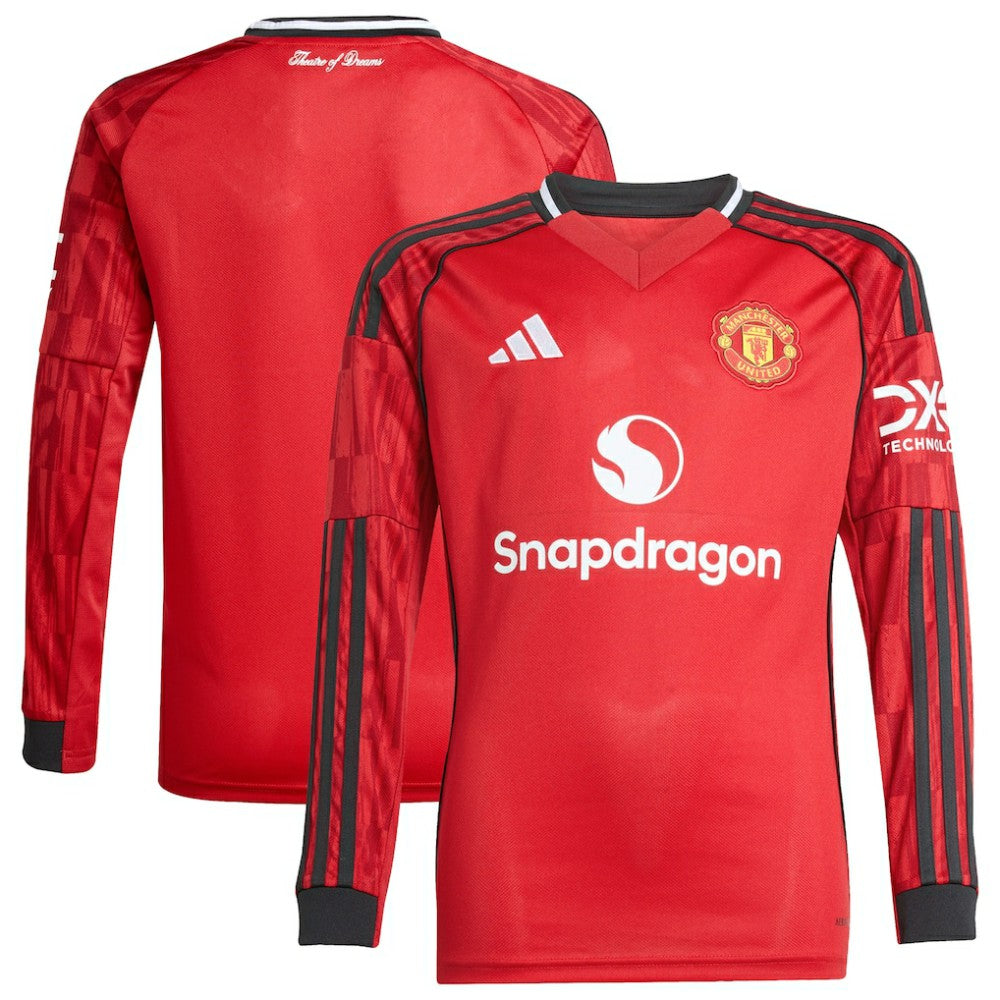 Manchester United Youth Home 2025/26 Replica Long Sleeve Jersey Red | Adidas cheap