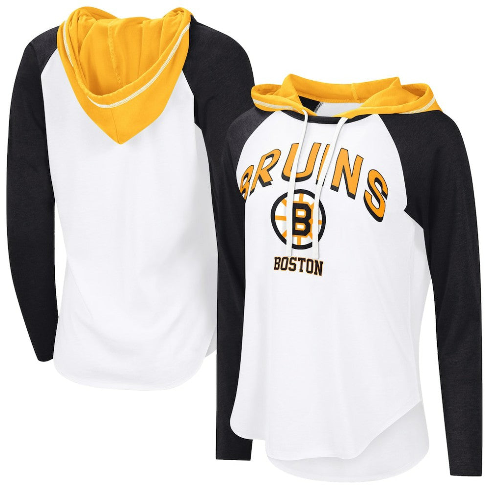 Boston Bruins G-III 4Her by Carl Banks Women's MVP Hooded Long-Sleeve T-Shirt - White - NHL