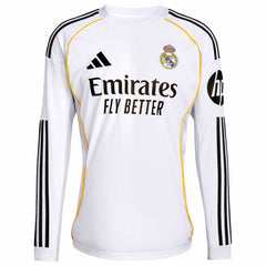 Real Madrid 2025/26 Home Replica Long Sleeve Custom Jersey White | Adidas Online