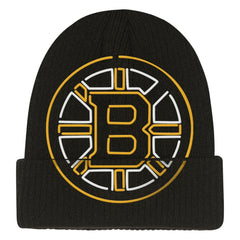 Boston Bruins Mitchell & Ness Youth Neon Line Lights Cuffed Knit Hat - Black - NHL