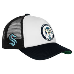 Seattle Kraken Mitchell & Ness Youth Mascot Adjustable Trucker Hat - White - NHL