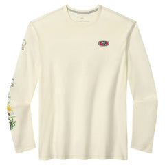 San Francisco 49ers Oasis Endzone Lux Long Sleeve T-Shirt Cream | Tommy Bahama