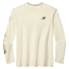 Miami Dolphins Oasis Endzone Lux Long Sleeve T-Shirt Cream | Tommy Bahama