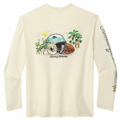Detroit Lions Oasis Endzone Lux Long Sleeve T-Shirt Cream | Tommy Bahama