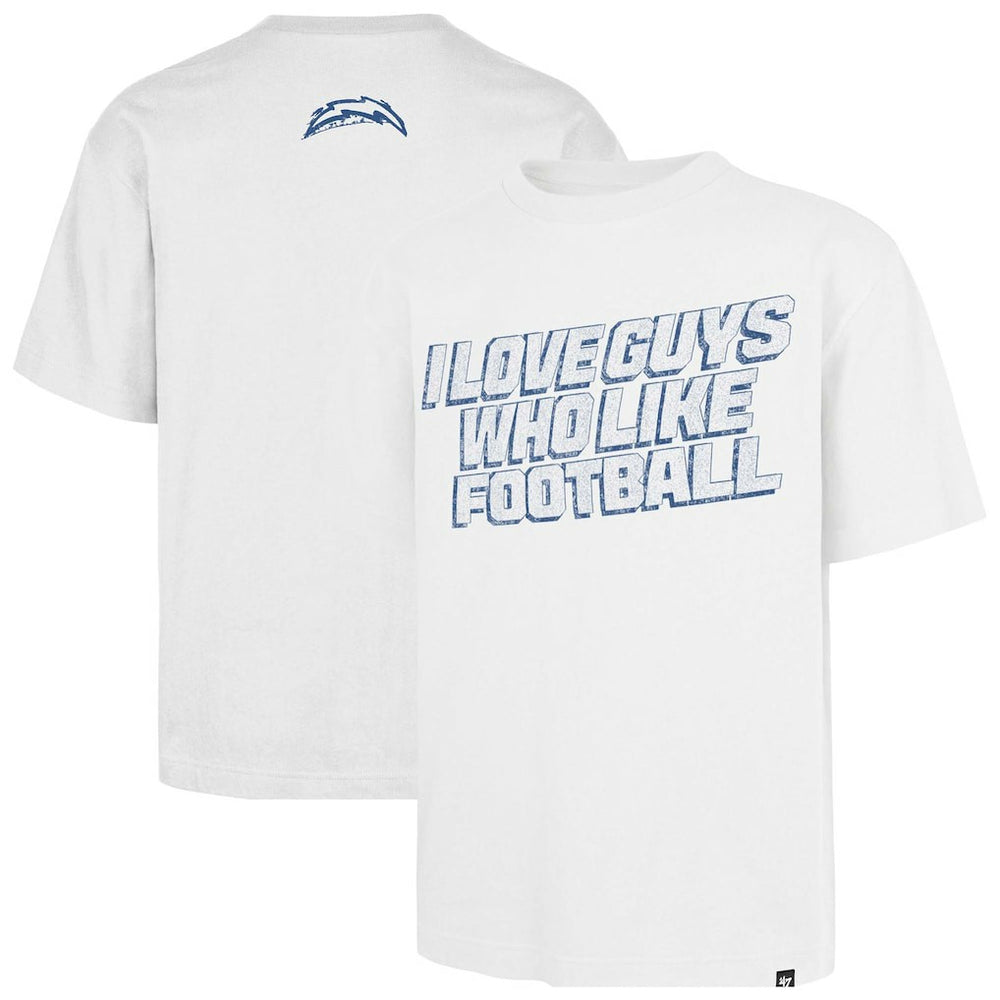 Los Angeles Chargers '47 Unisex I Love Guys Who Like Football Foundation T-Shirt White | 47 brand