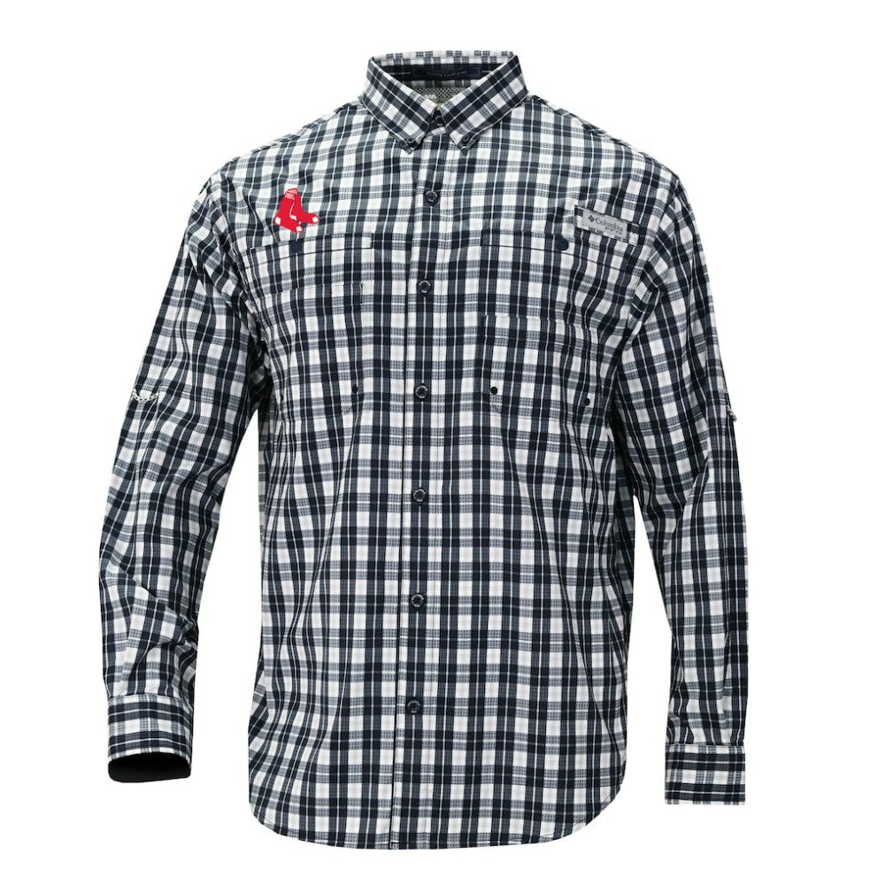 Boston Red Sox Columbia Super Tamiami Omni-Shade Long Sleeve Button-Down Shirt - MLB