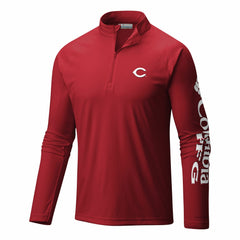 Cincinnati Reds Columbia Terminal Tackle Omni-Wick Raglan Quarter-Zip Pullover - MLB