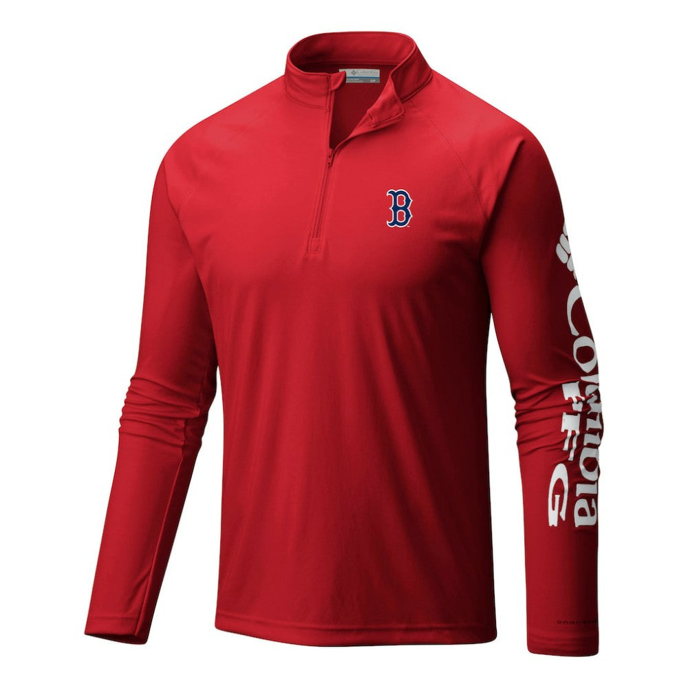 Boston Red Sox Columbia Terminal Tackle Omni-Wick Raglan Quarter-Zip Pullover - MLB