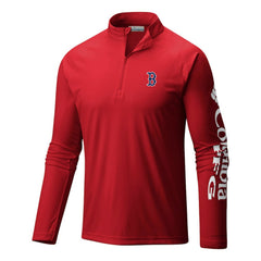 Boston Red Sox Columbia Terminal Tackle Omni-Wick Raglan Quarter-Zip Pullover - MLB