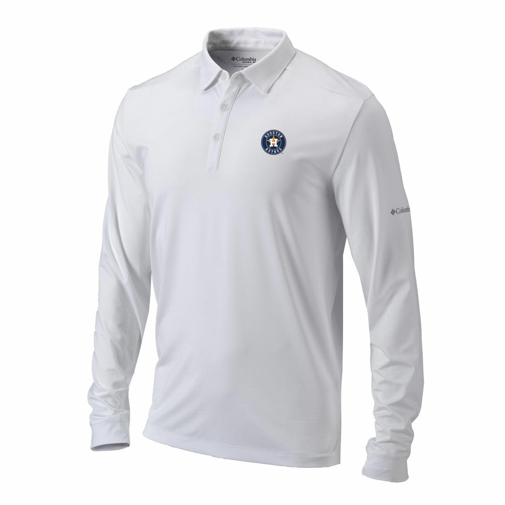 Houston Astros Columbia Omni-Wick Pin High Long Sleeve Polo - MLB