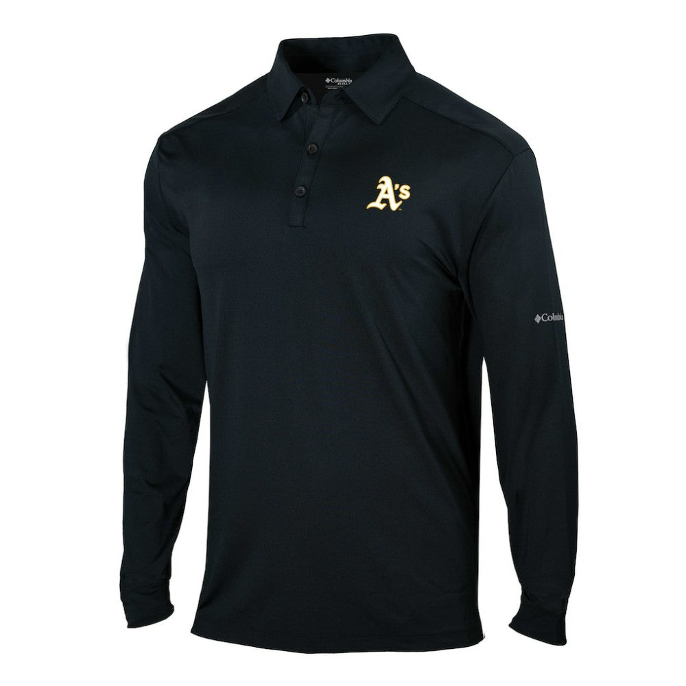 Athletics Columbia Omni-Wick Pin High Long Sleeve Polo - MLB