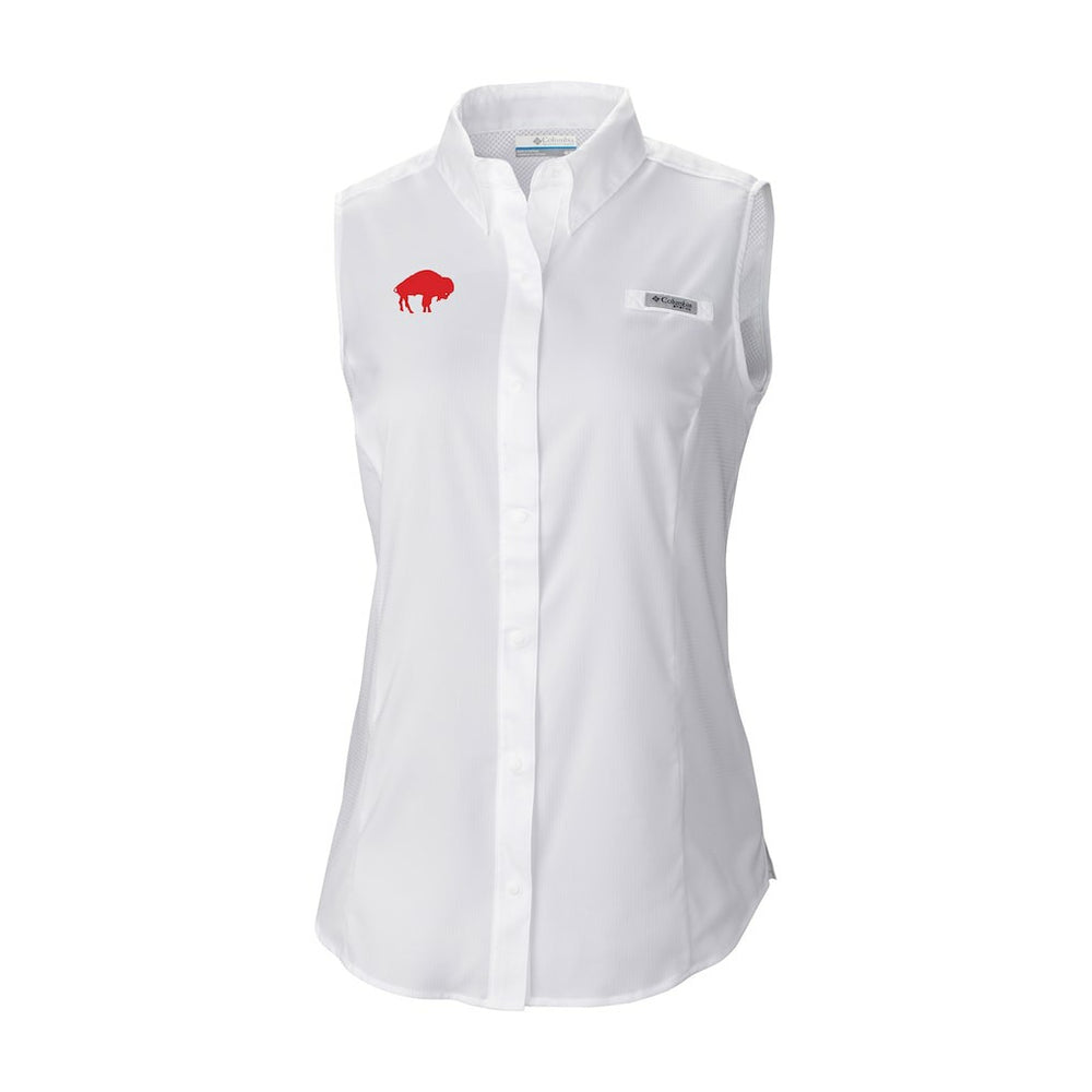 Buffalo Bills Women's Historic Tamiami Omni-Shade Sleeveless Button-Up Shirt White | Columbia